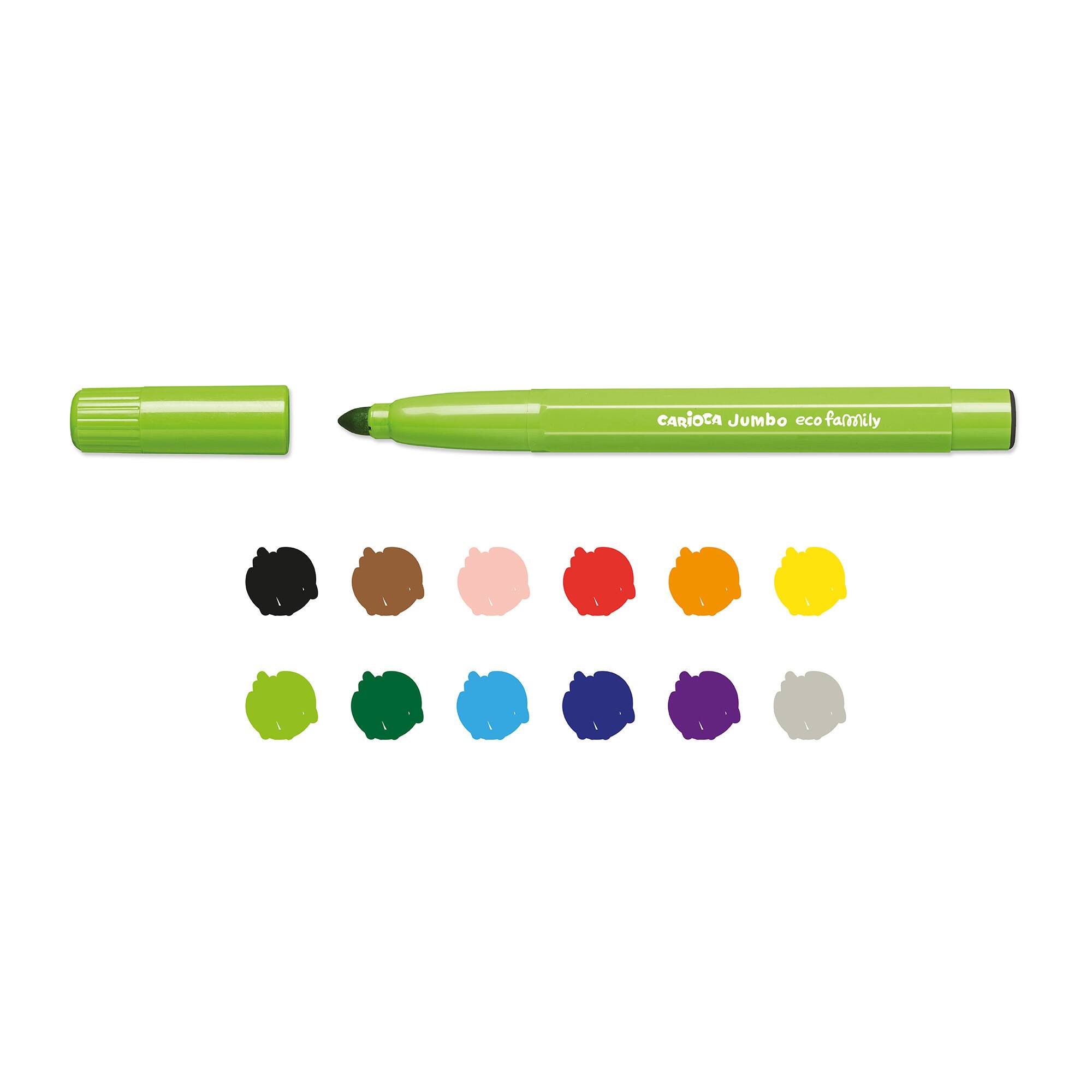 CARIOCA® 6mm Eco Family Washable Jumbo Maxi Tip Felt Tip Pen Set